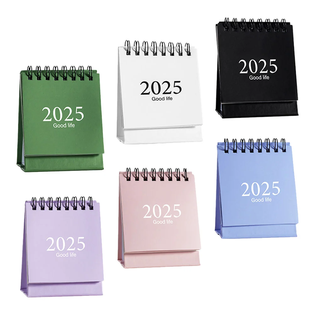 

6 Pcs 2025 Desk Calendar Standing Flip Mini Weekly Planner Time Record Paper Canlendar Dating Radios