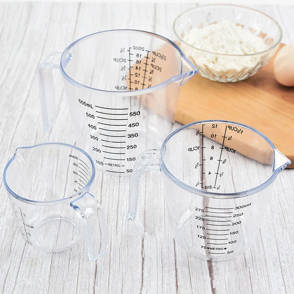 

3 Pcs Graduated Measuring Cup Transparent Plastic Cups Scale Drink Mix Pp Baking Measure Espresso
