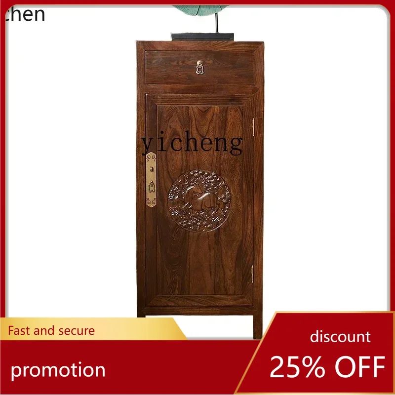 

ZML all solid wood bedside table household bedroom with fingerprint lock simple drawer storage cabinet