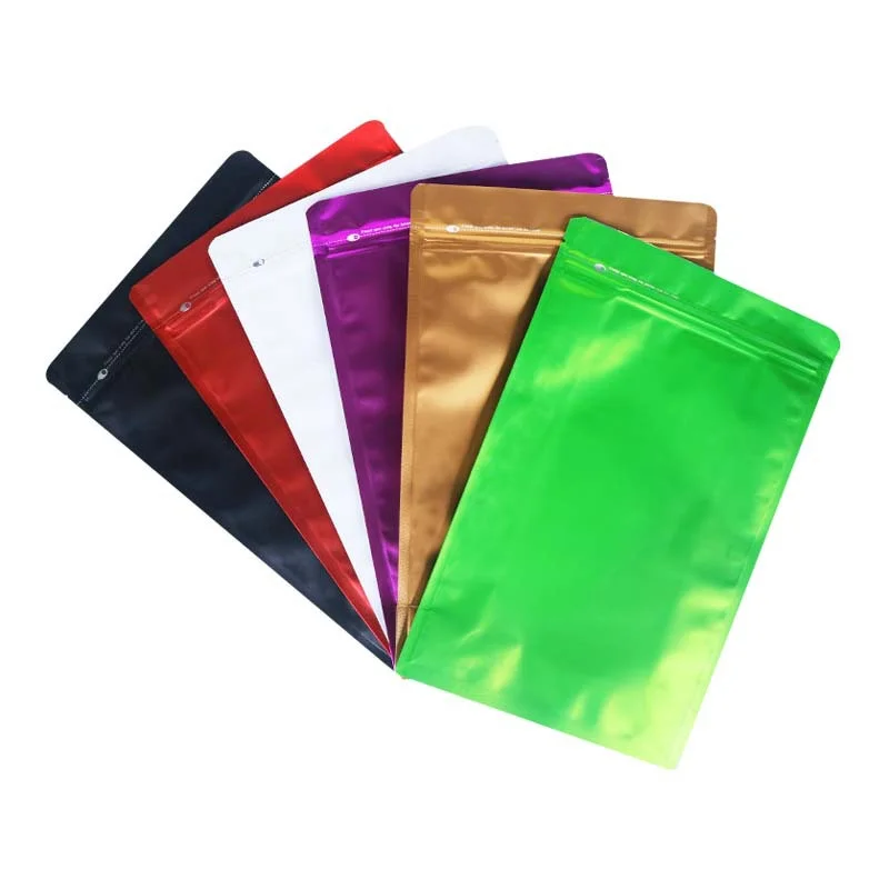 

50Pcs reusable Stand Up Aluminum Foil Zipper Package Bag With Clear Side Window Colorful Lock Self Sealable Mylar Pouch Storage
