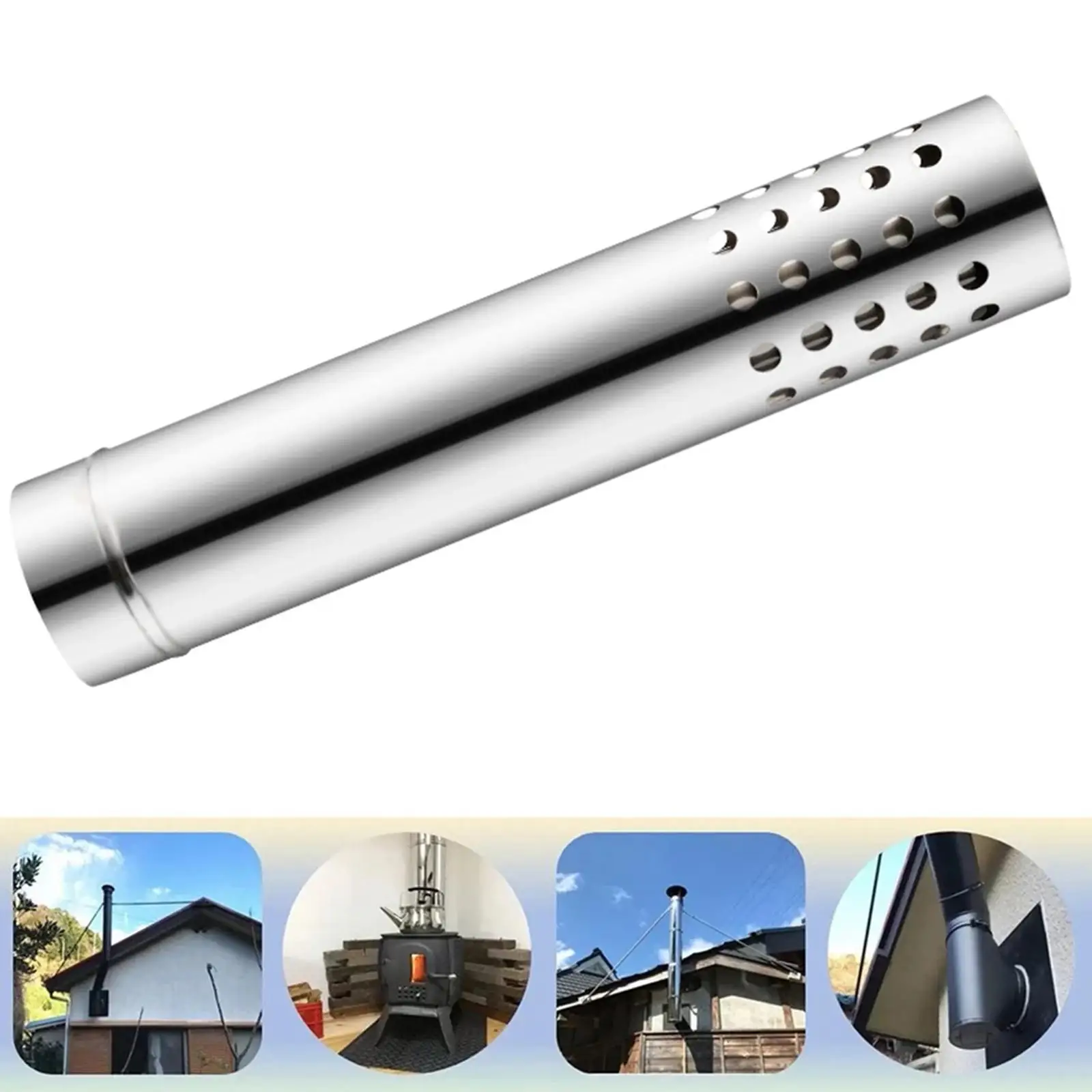 Portable Flue Extension Tube Chimney Exhaust Pipe Fireplace Stainless Steel Tent Pipe for Wood Log Burning Furnace