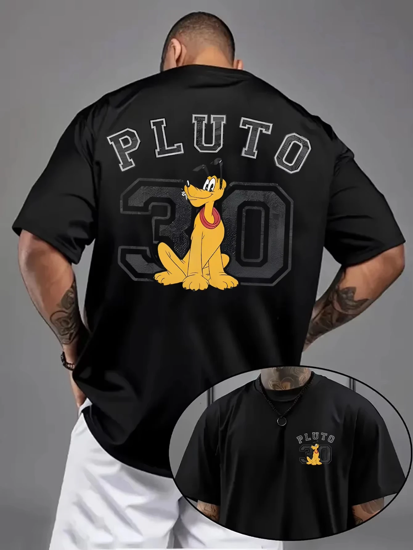 ديزني بلوتو تي شيرت مطبوع الرجال موضة الاتجاه الأعلى للرجال والنساء جميع المواسم القطن طاقم الرقبة قصيرة الأكمام