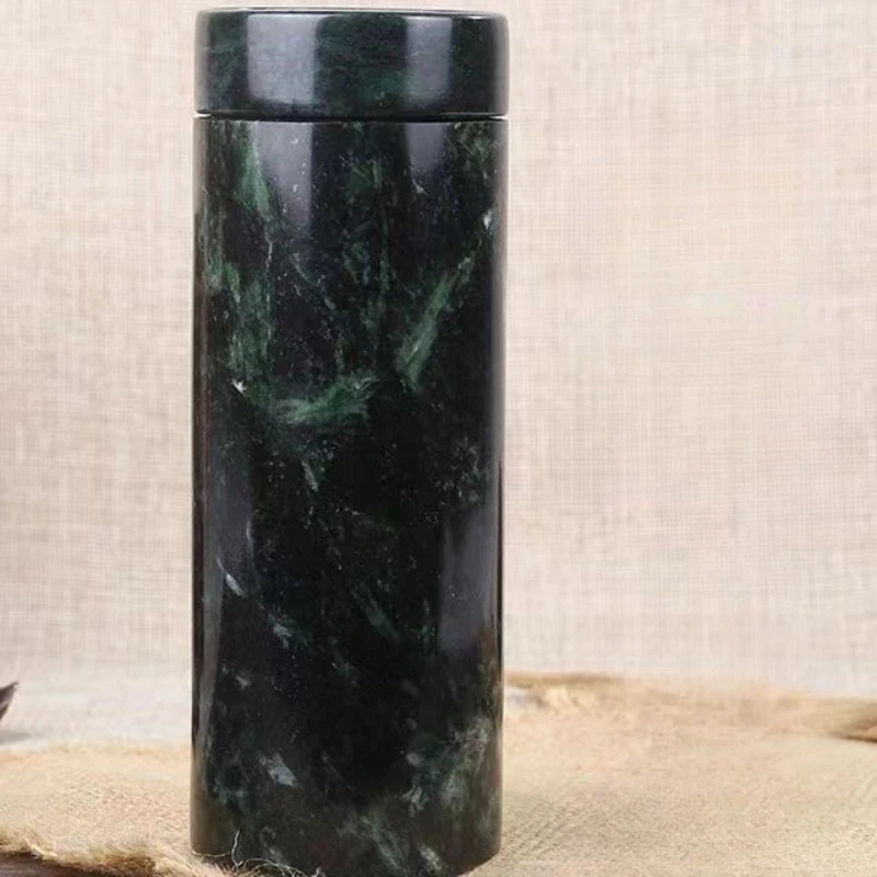 Taza de agua de Jade oscuro, piedra de rey de medicina magnética fuerte, Jade tibetano