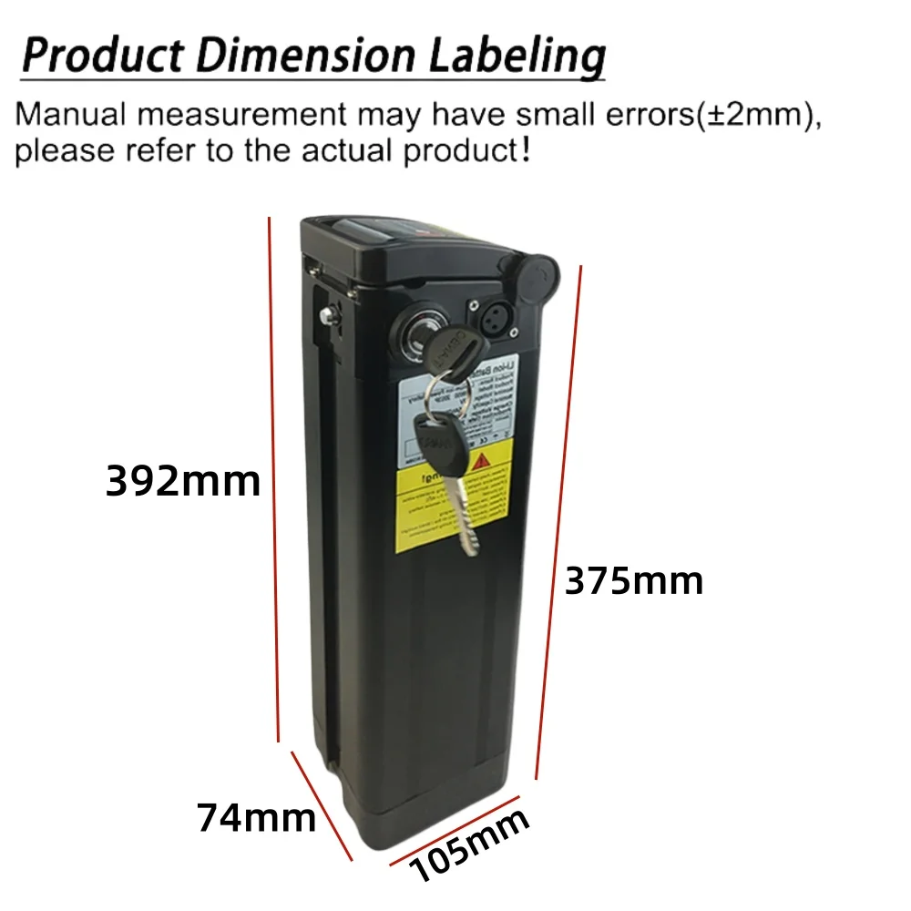 52v 20000mah Li-Ionen-Akku für elektrisches Faltrad im Silber fischs til mit Diebstahls icherung für Aluminium gehäuse