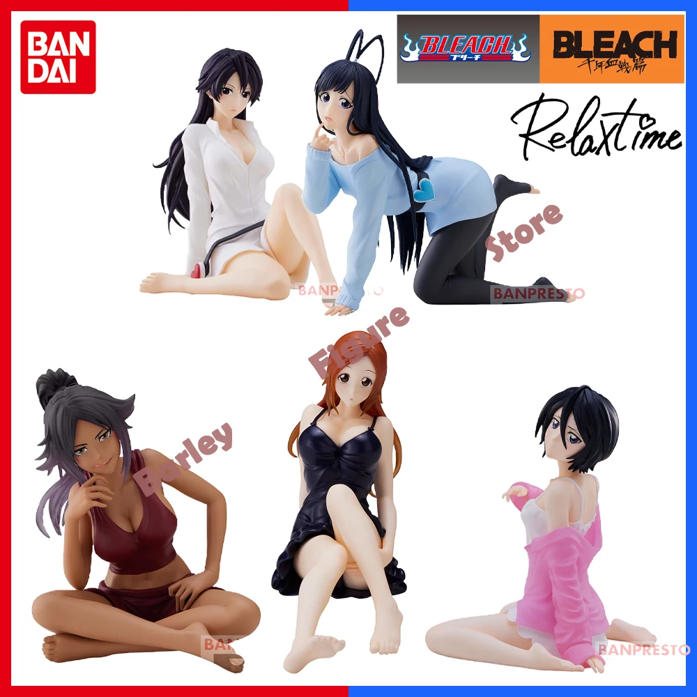

In Stock BANDAI BANPRESTO Original Anime Bleach Figure Relax time Giselle Gewelle Shihouin Yoruichi Vega Highwell Model Toys