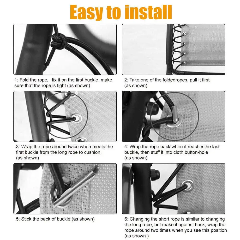 4 sztuk/zestaw leżaki mocujące elastyczny przewód liny rozkładane krzesło wymiana zestaw przewodu naprawczego
