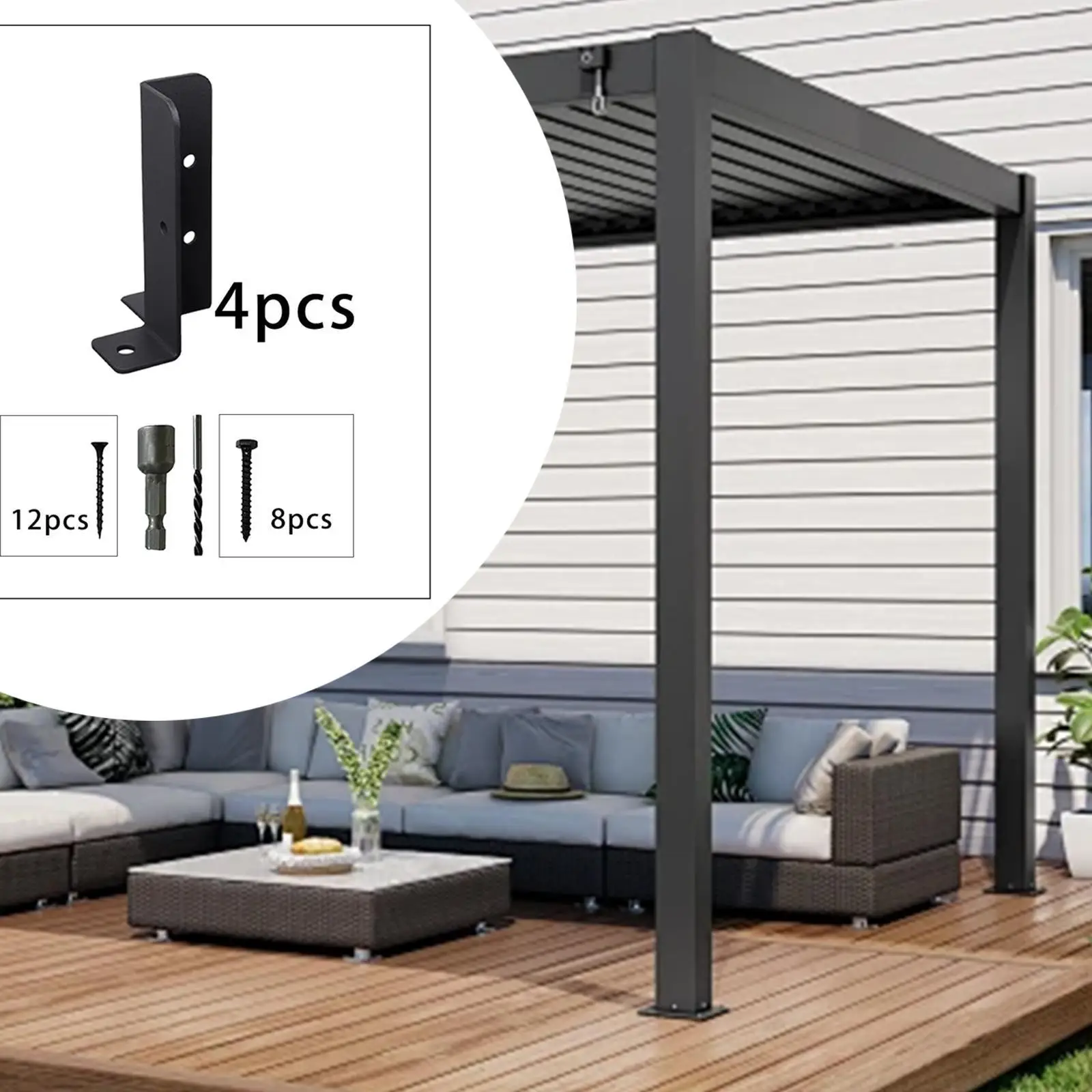 Outdoor Metal Fence Post Anchor Bracket Kit with Screws for Railing Support Base Weatherproof Mailbox Post Mount Hardware