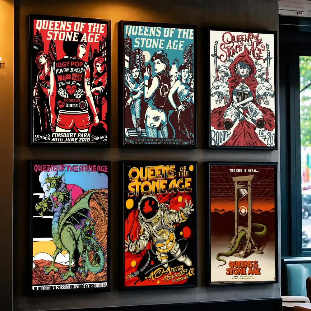 band Q-Queens of the Stone Age-E Poster Removable Wall Sticker for Home Cafe Bar Office Interior Decor