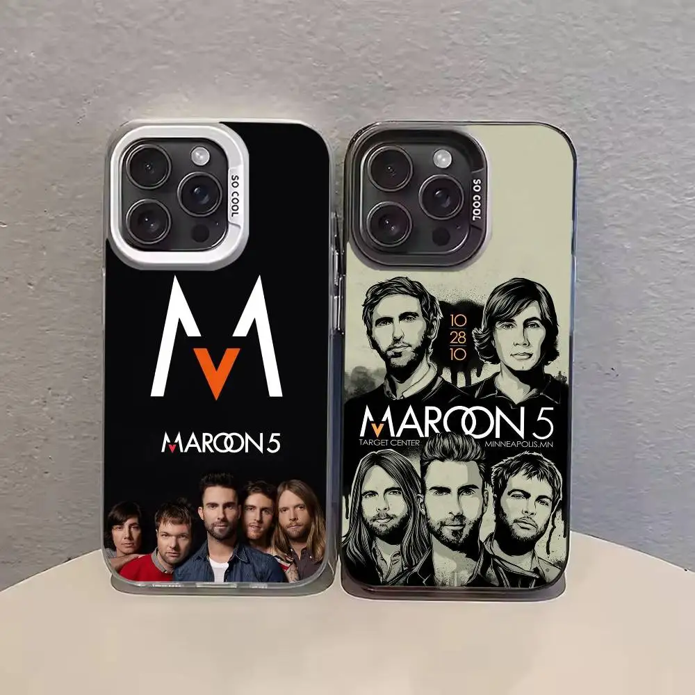 

M-Maroon5 Band Phone Case For iPhone 17,16,15,14,13,12,11,Pro Max,Plus black Candy Silver Cover