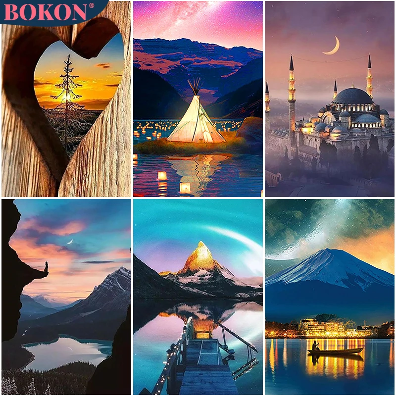 

5D Diamond Painting Sunset Scenery Diamond Embroidery Set Landscape Tree Landscape DIY Diamond Mosaic Home Decoration