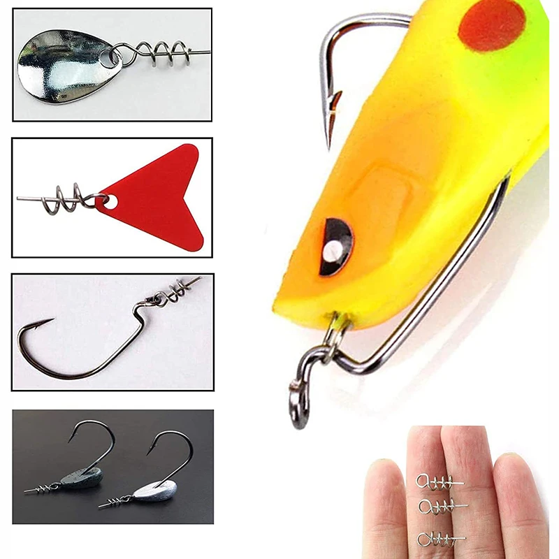 100/50pcs Soft köder Köder Spring Twist Lock Angel wirbel schnappt Edelstahl Schnell kupplungen Angel köder Zubehör