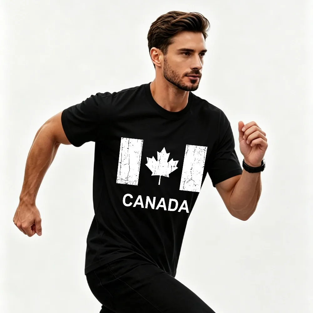 Retro Cracked Canada Flag Maple Leaf Print Tshirt Canadian Patriotic Graphic Short Sleeve Casual Weekend Travel Daily Wear Tee