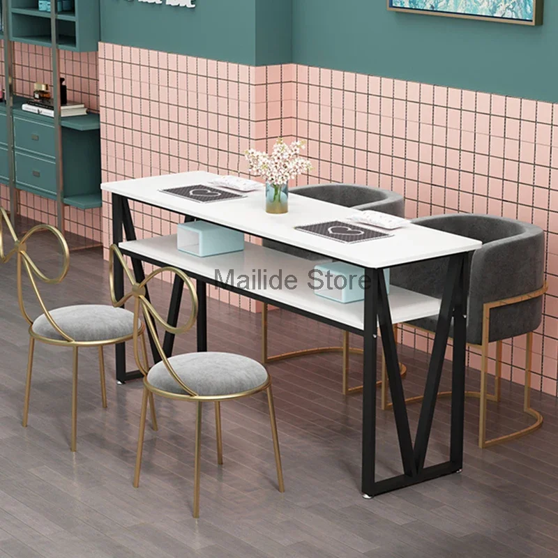 Moderne Smeedijzeren Manicure Tafels Voor Commerciële Meubels Nagel Tafel Zuinig Design Manicure Winkel Eenvoud Nail Station