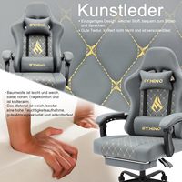 Ergonomic gaming chair with lumbar support, footrest, vintage PU leather, supports up to 130 kg, grey.