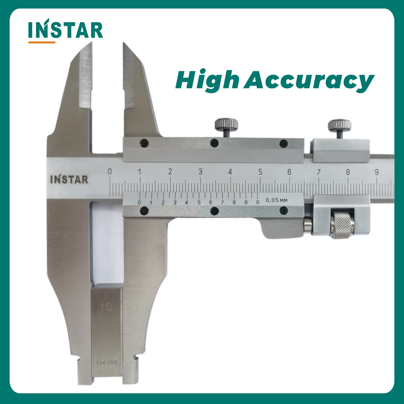 INSTAR Vernier Caliper Stainless Steel 250mm x 0.05mm DIN Standard 300mm with Fine Adjustment High Hardened Steel Industrial