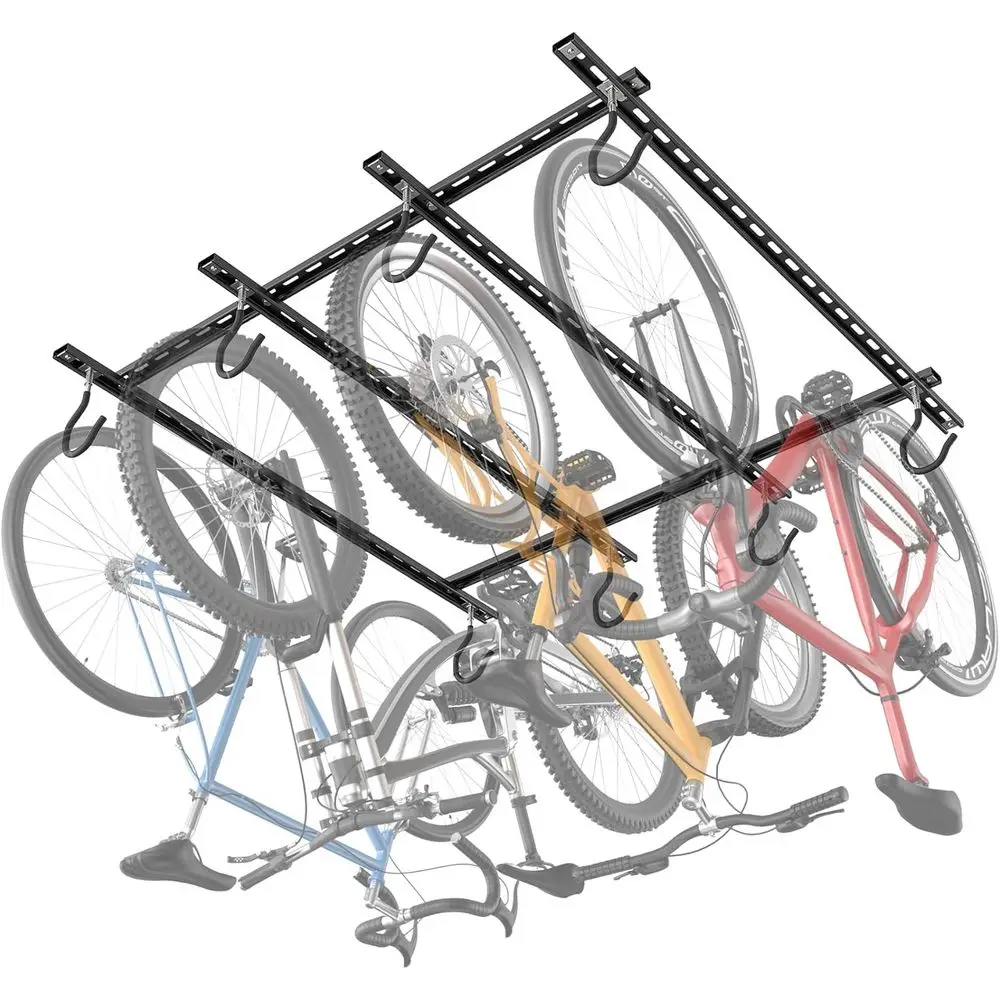 

TORACK Ceiling Bike Rack or Garage, Ceiling-Mounted ycle Storage Hooks or 4 Bikes (Horizontal) or 8 Bikes (Veal), Adjustable Ove
