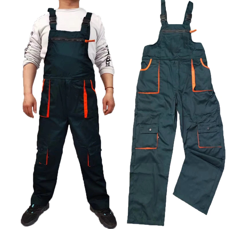 Monos con tirantes para hombre y mujer, ropa de trabajo, monos protectores de talla grande, mono con múltiples bolsillos, uniforme sin mangas, pantalones Cargo