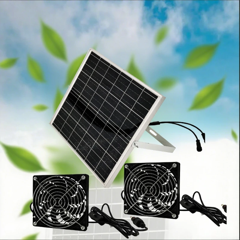 

25W Monocrystalline Solar Powered Waterproof Exhaust Fan with Bracket Aluminum Frame Ventilation Kit for Pet House Outdoor