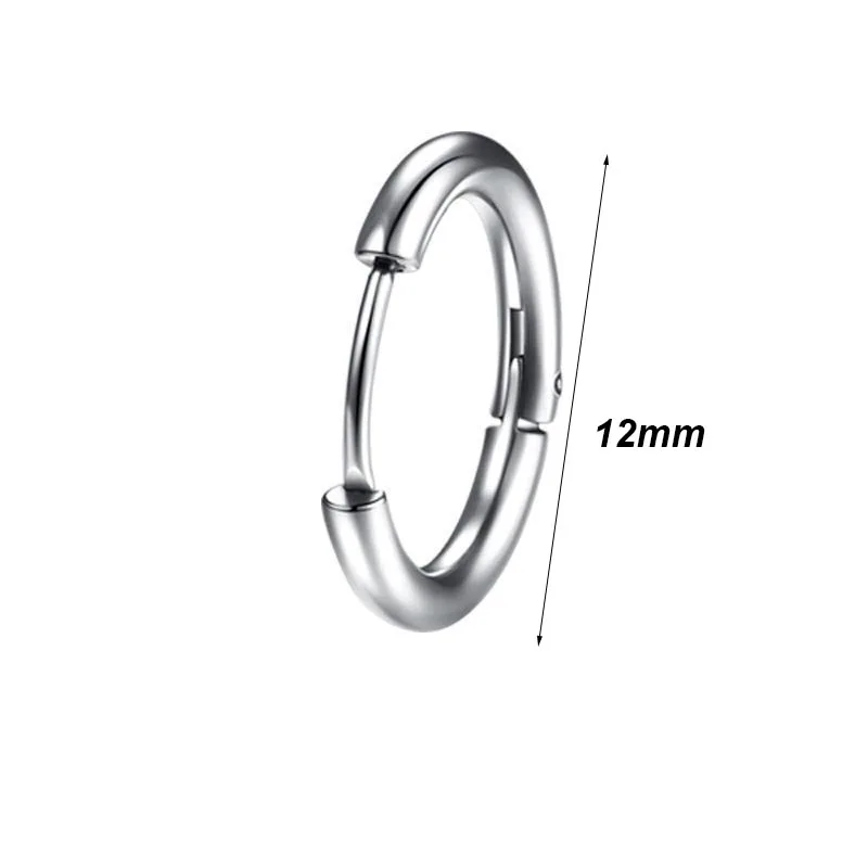 10/12/14mm Kpop Titanium Hoop Earrings for Men Women Round Circle Ear Ring Hypoallergenic Cartilage Piercings Jewelry wholesale - view 4