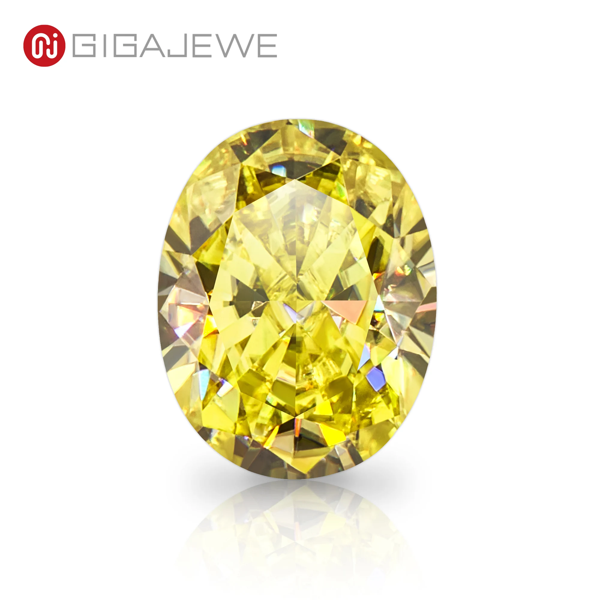 

GIGAJEWE Moissanite Customized Oval Cut Vivid Yellow VVS1 Natural Growth Loose Diamond Test Passed Gemstone For Jewelry Making