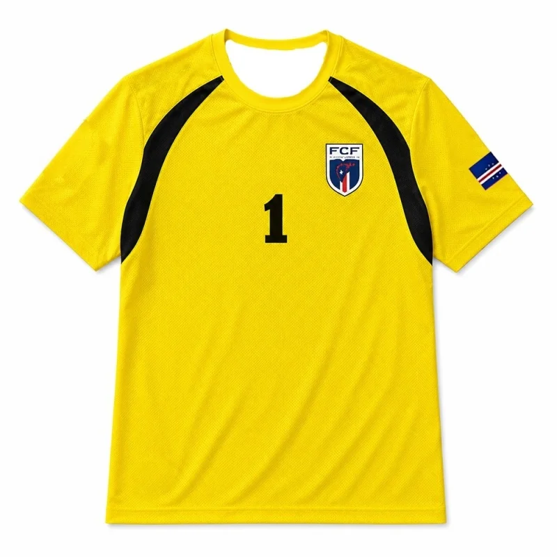 Neues Unisex Kap Verde Torwart Fußballtrikot Vozinha Kurzarm Reguläres Fan-Shirt Eltern-Kind-Oberteil