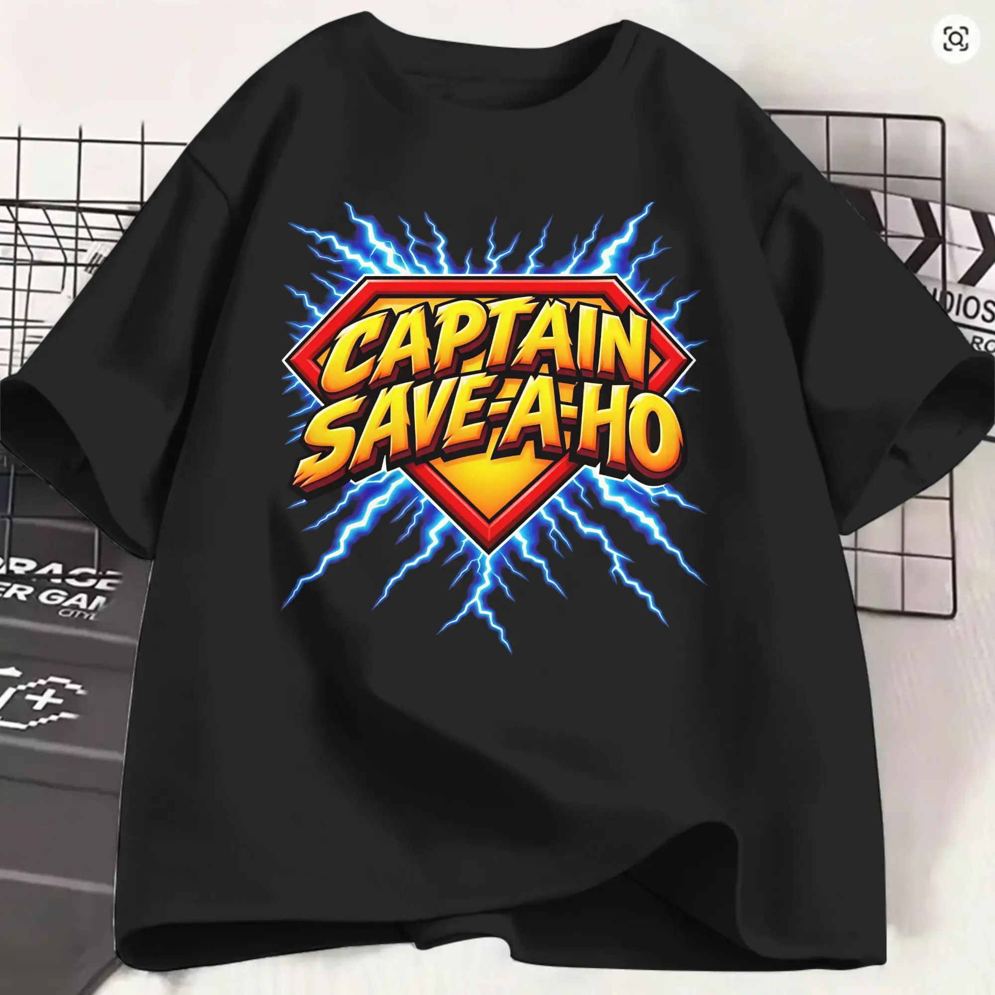 Captain Save a Hoe T-Shirt for Men  Funny Pure Cotton Tees Round Neck Short Sleeve T Shirt Graphic Clothes