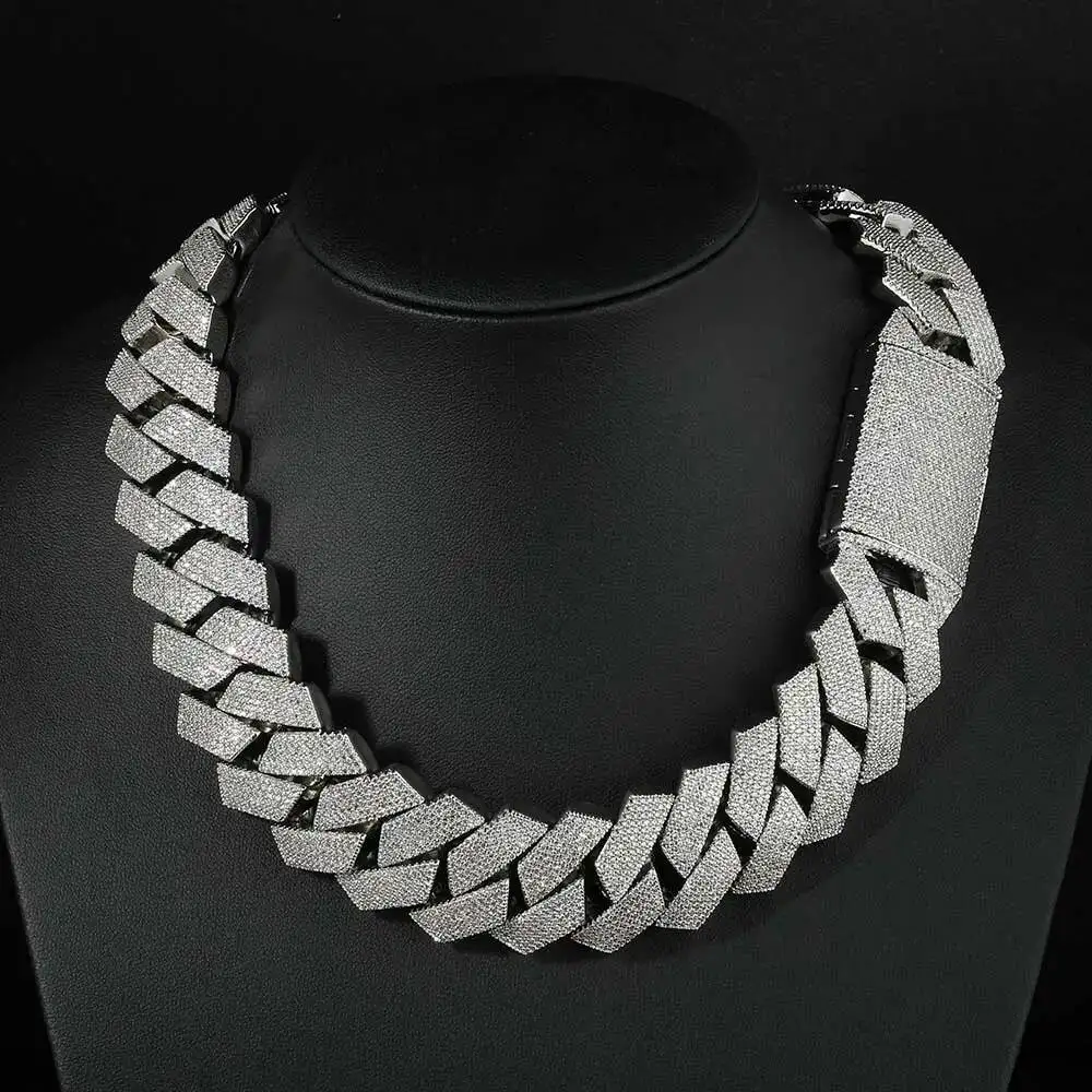 Nuoya Iced Out 26mm 6 Rows Cuban Link Chain Necklace Men Thick Prong CZ Hip Hop Bling Jewelry Gift