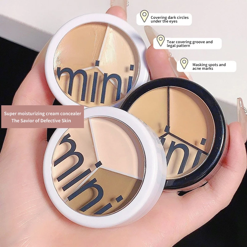 3 Farben Concealer Creme vollständige Abdeckung Akne Spot dunkle Kreise Kontur Concealer Palette mit Pinsel feuchtigkeit spendende Kosmetik Make-up