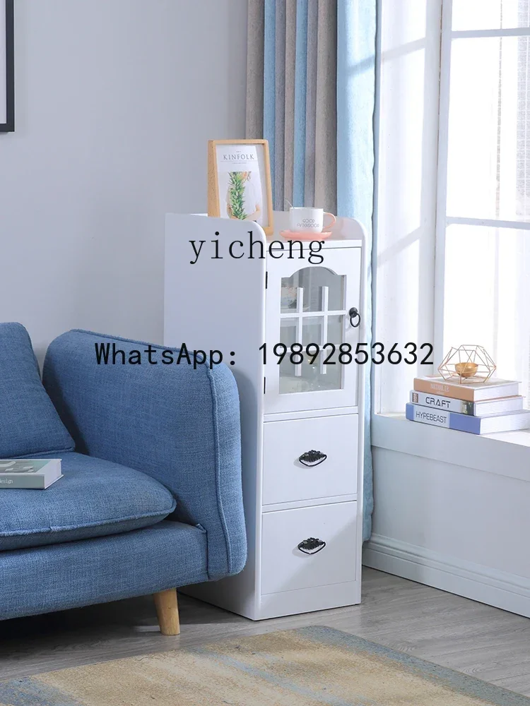 Crack Storage Cabinet Solid Wood Drawer Type Kitchen Bathroom Shelf Narrow Cabinet Clearance Bucket Cabinet
