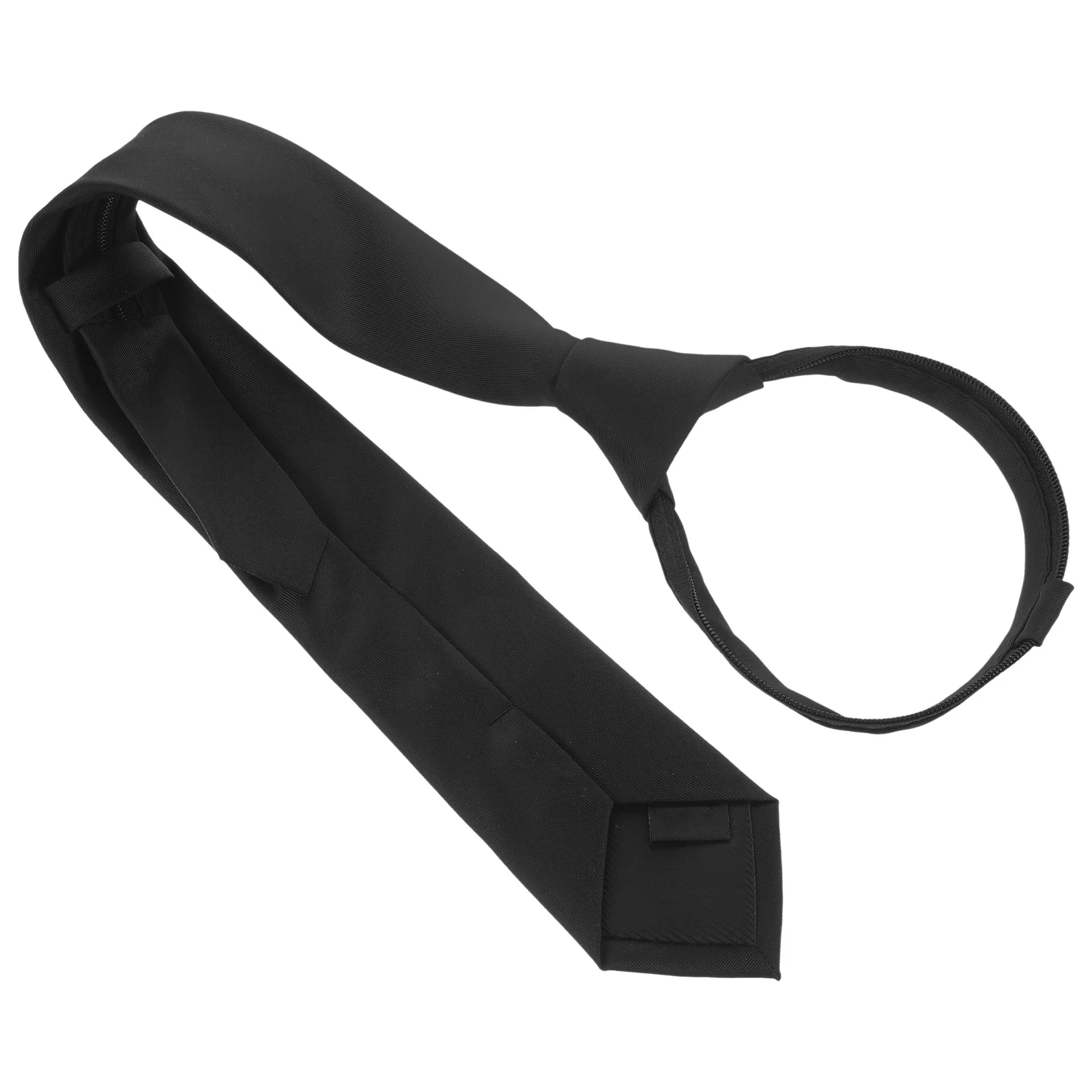 

Black Solid Color Business Neck Tie Pre-Tied Zipper Style Slim Classic Design Formal Celebration Business Neck Tie