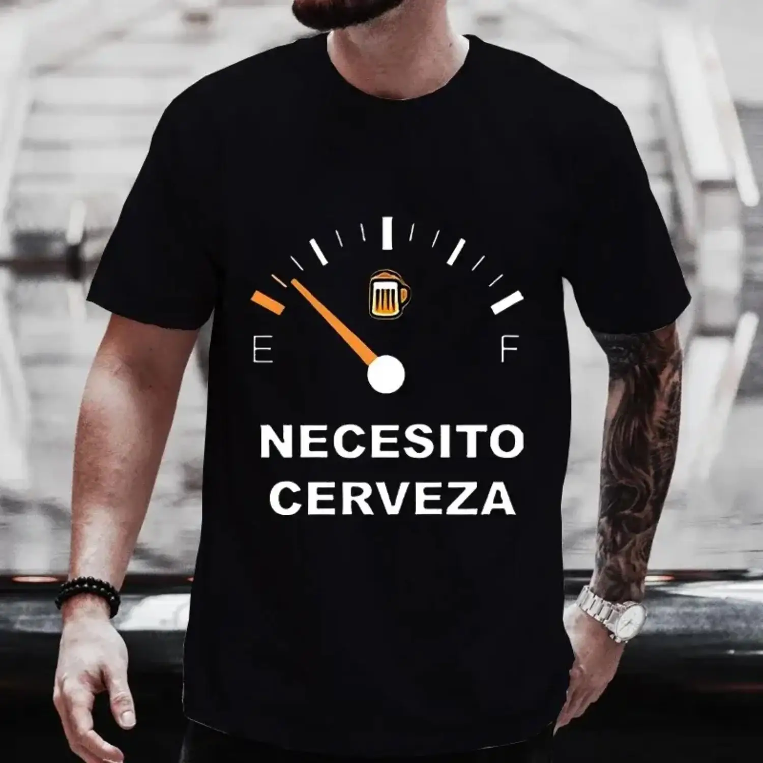 Mens Casual Cotton T-Shirt Featuring Funny Necesito Cerveza Text Summer Short Sleeve Tee Top Perfect for Beer Drinking Gifts