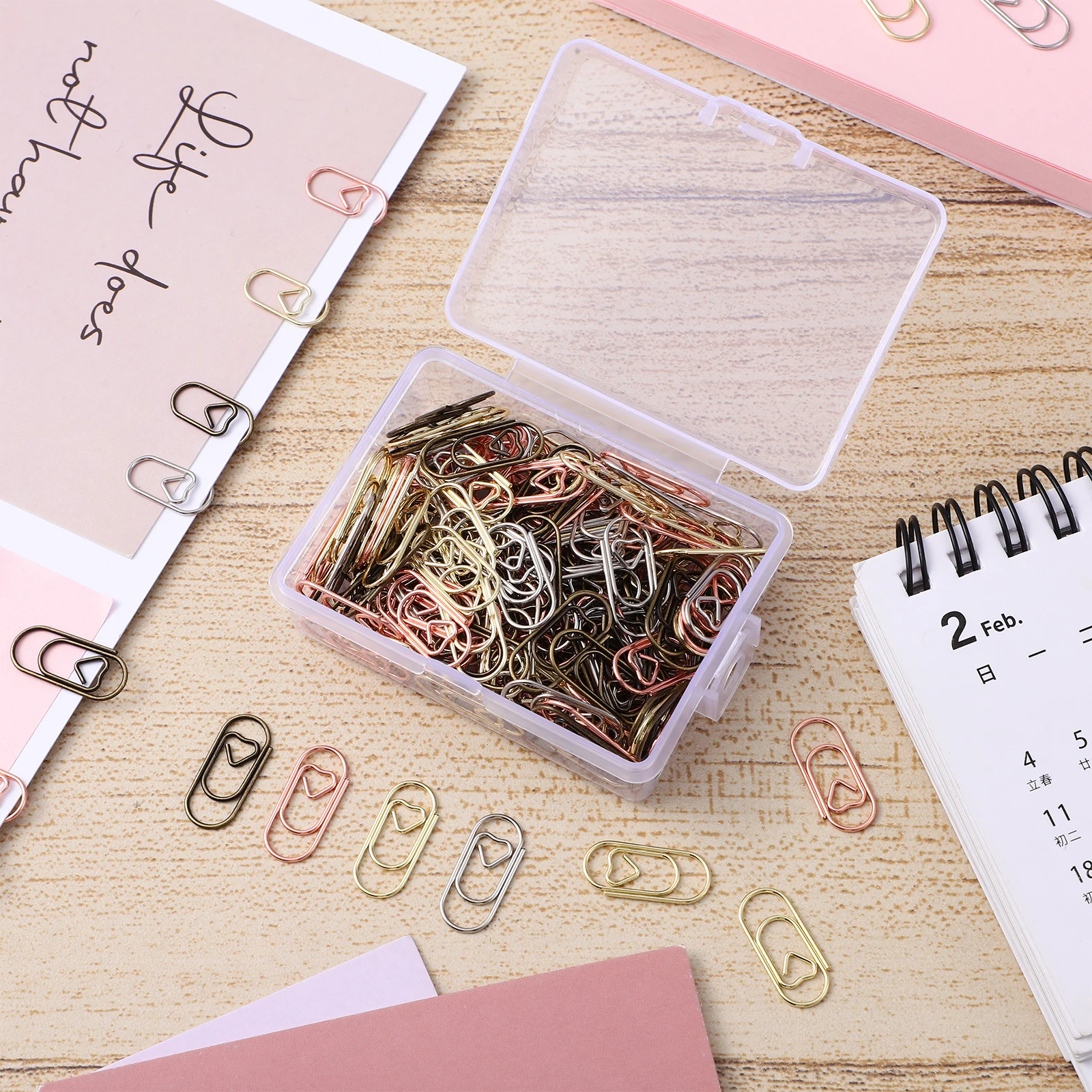 

200 Pcs Heart Paper Clips Metal Mini Cute Sturdy Decorative Office School Supplies Gold Silver Gun Rose Gold