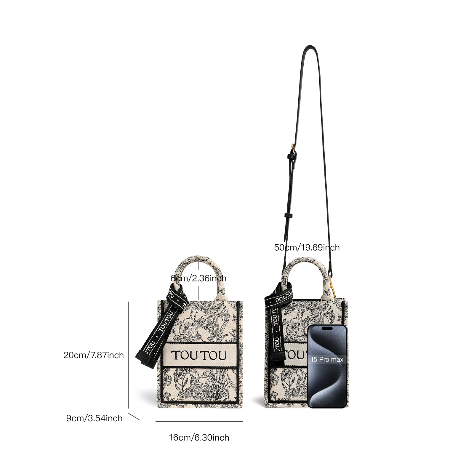 Troutou borsa da donna con tracolla regolabile ricamo borsa Tote portatile verticale Versatile borsa Shopper a tracolla femminile