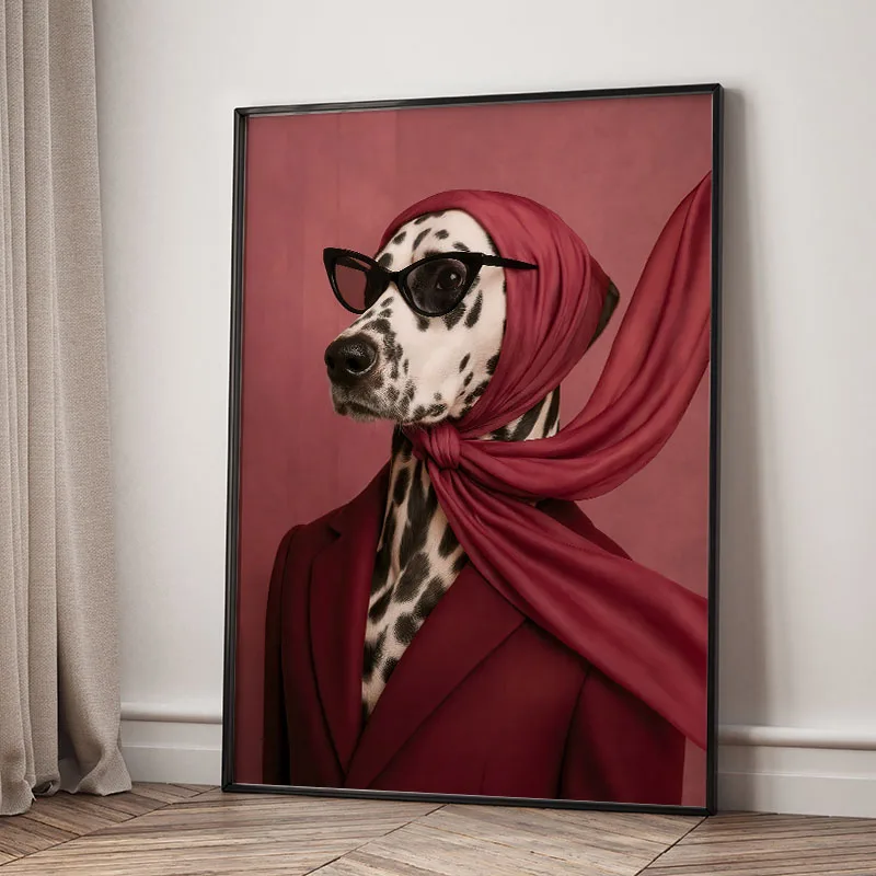 Roter Wein Hund Blumenvase Kirschen Abstrakte Poster und Drucke Wandkunst Leinwandgemälde Hotel Bar Bilder für Wohnzimmer Deko