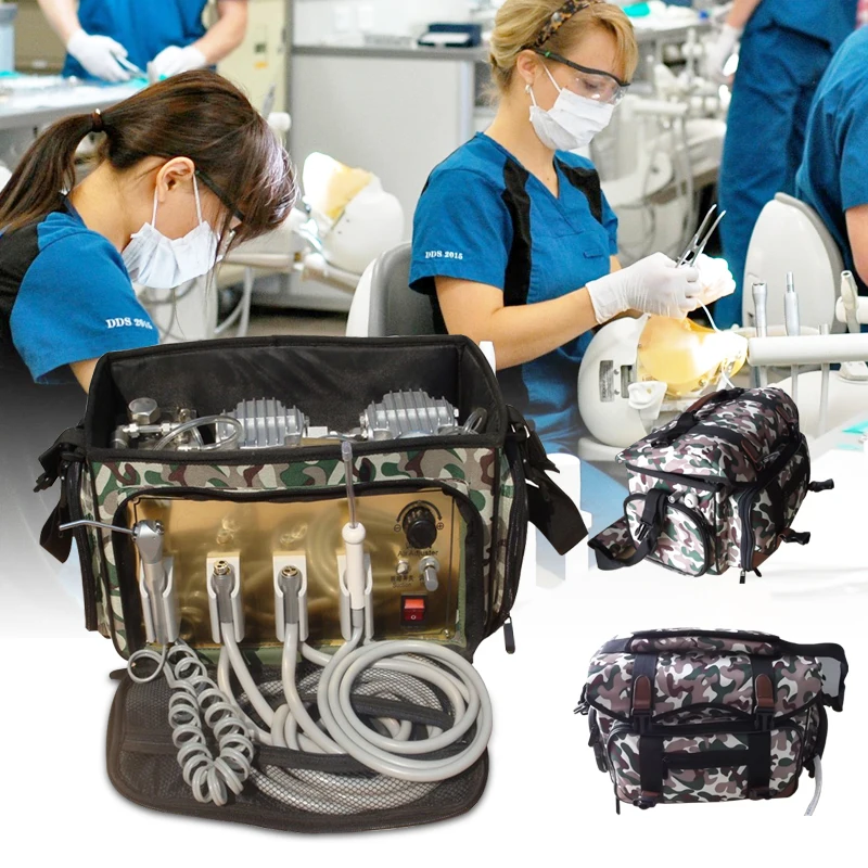 Cheap Portable 4 Brackets Turbine Students Suitcase Air Compressor Veterinarian Mobile Dental Unit With Bag Portable Dental Unit