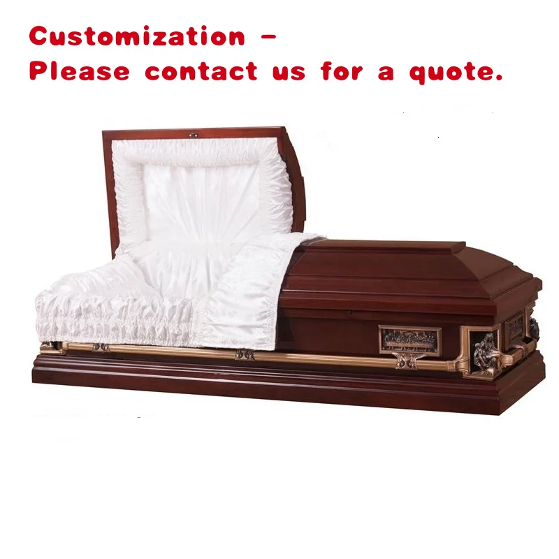 

custom.SA19 Cheapest Wood Coffin with Last Supper Corner Design Pieta Bonston Coffins