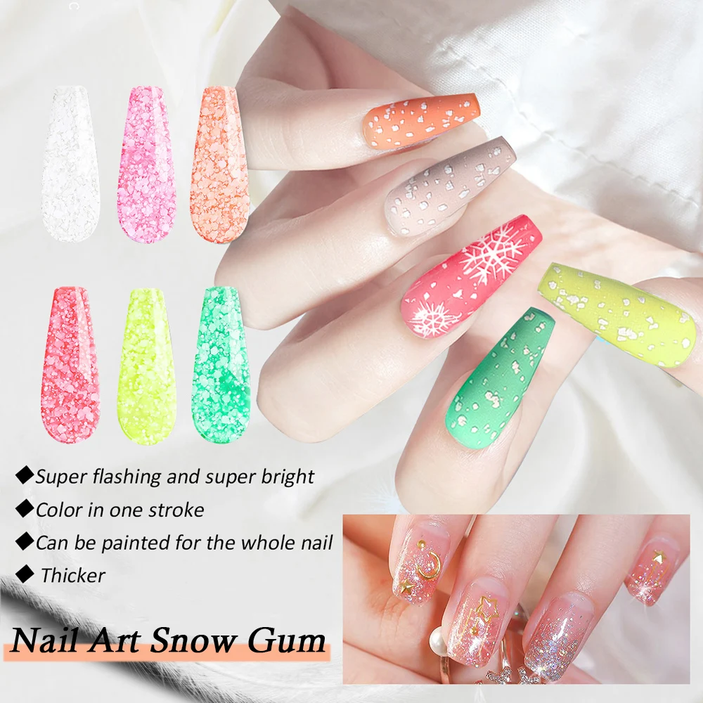 

5ml Nail Art Polish Shiny Snow Gel Luxury Snowflake Nail Gel Ultra Glossy Delicate Long Lasting Nail Art Glue Thick Nail supplie