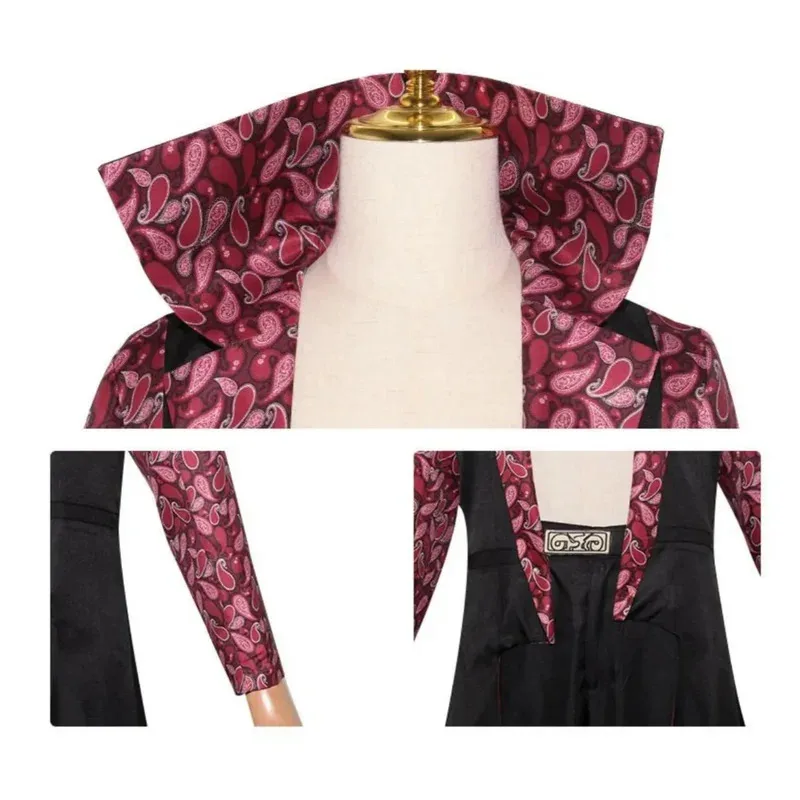 2025 aaa Live Action Movies Dracule Mihawk Cosplay Costume Stand-Up Black Printing Long Sleeves Coat Trench Uniform Full Set Man