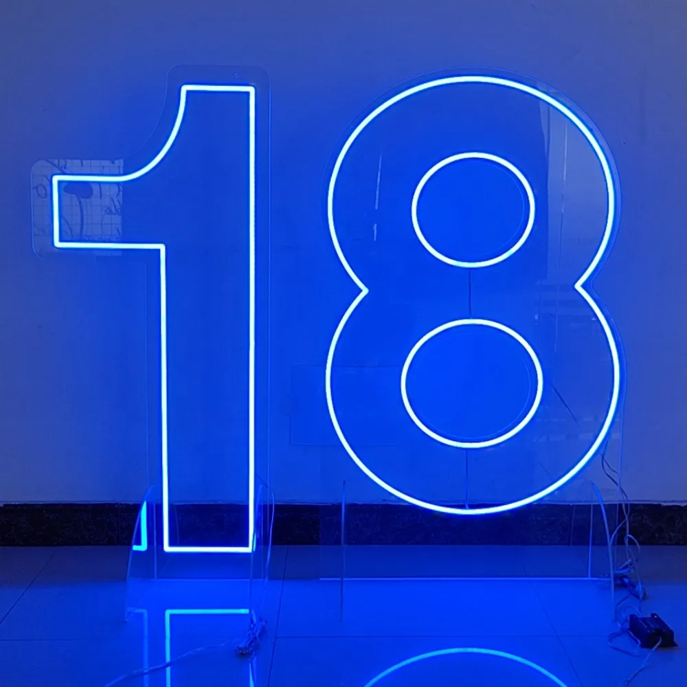 Letreros de neón con números de pie, lámparas de letras Led personalizadas de 1 pie, 2 pies y 3 pies, decoración para eventos, fiesta de cumpleaños, decoración para sala de estar, número de neón de 0 a 9