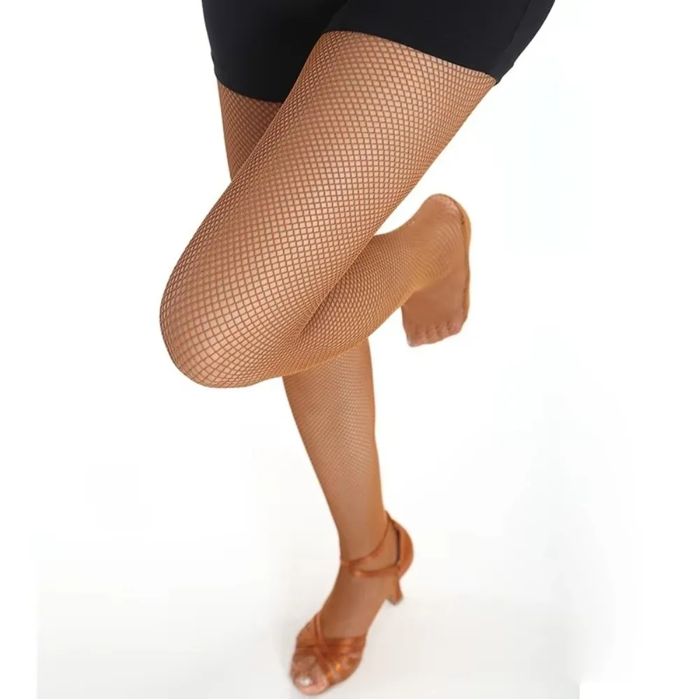 

New Hard Mesh Latin Tights Elastic Wear-resistant Latin Dance Fishnet Stockings Non Slip Sole Competition Special Pantyhose