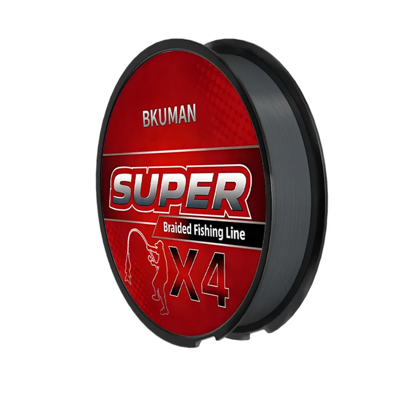 

Gray BKUMAN X4 PE fishing line, non-fading, zero stretch, thin diameter, suitable for both saltwater and freshwater fishing.