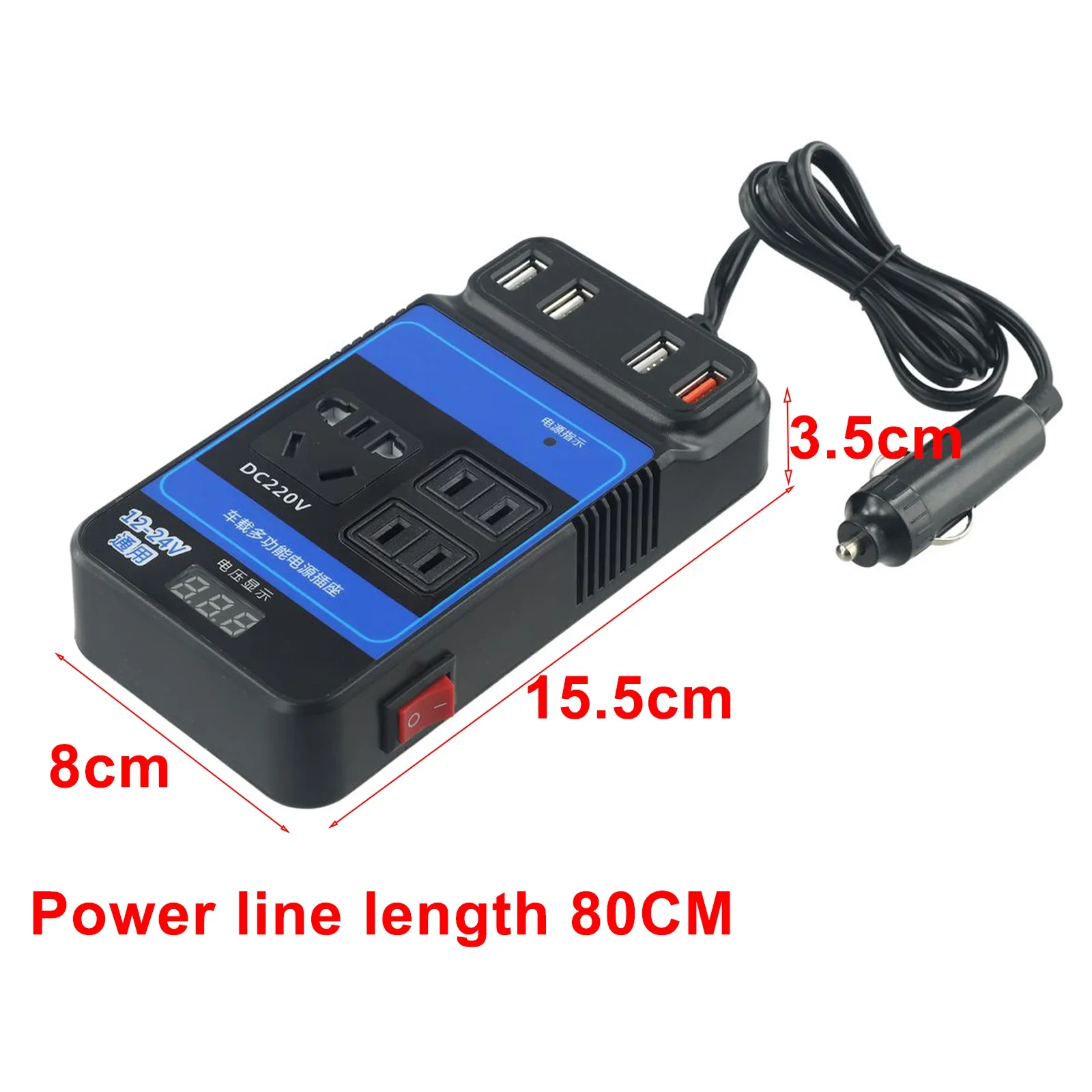 Car Power Inverter Converter Trip 4 USB DC AC Voltage Modified Convert Adapter Car Accessories DC 12V/24V To DC 110V 220V 150W