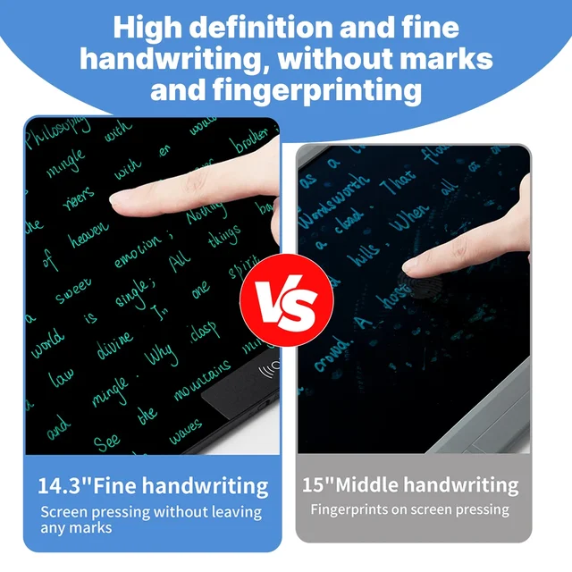 2PCS 6.5/14.3 Inch LCD Writing Tablet Sets Full Screen Drawing Board, Ultra-Slim Reusable Digital Notepad for Office Home School 5