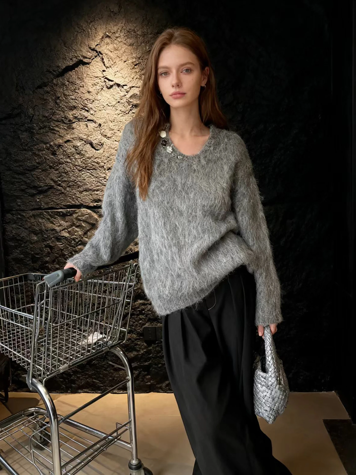 

HUAAPPUW Теплый свободный женский трикотаж из серии ey: модный, уютный, с длинными рукавами, повседневный, мягкий, из нейлоновой смеси