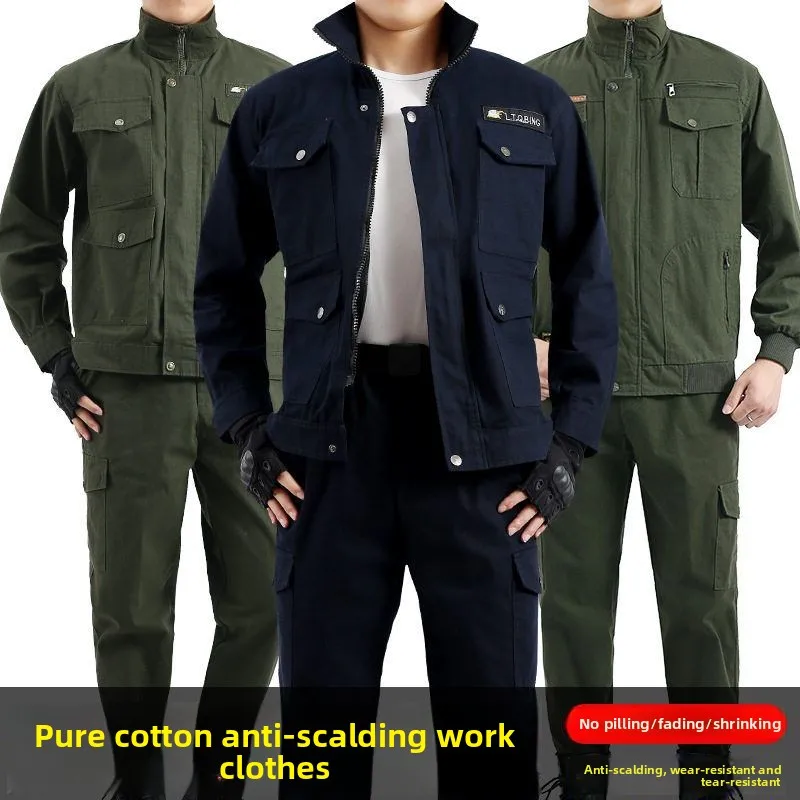 

Мужской рабочий комплект orm, чистый хлопок, охрана труда, весна-осень W Auile, ремонтная рабочая одежда в стиле милитари