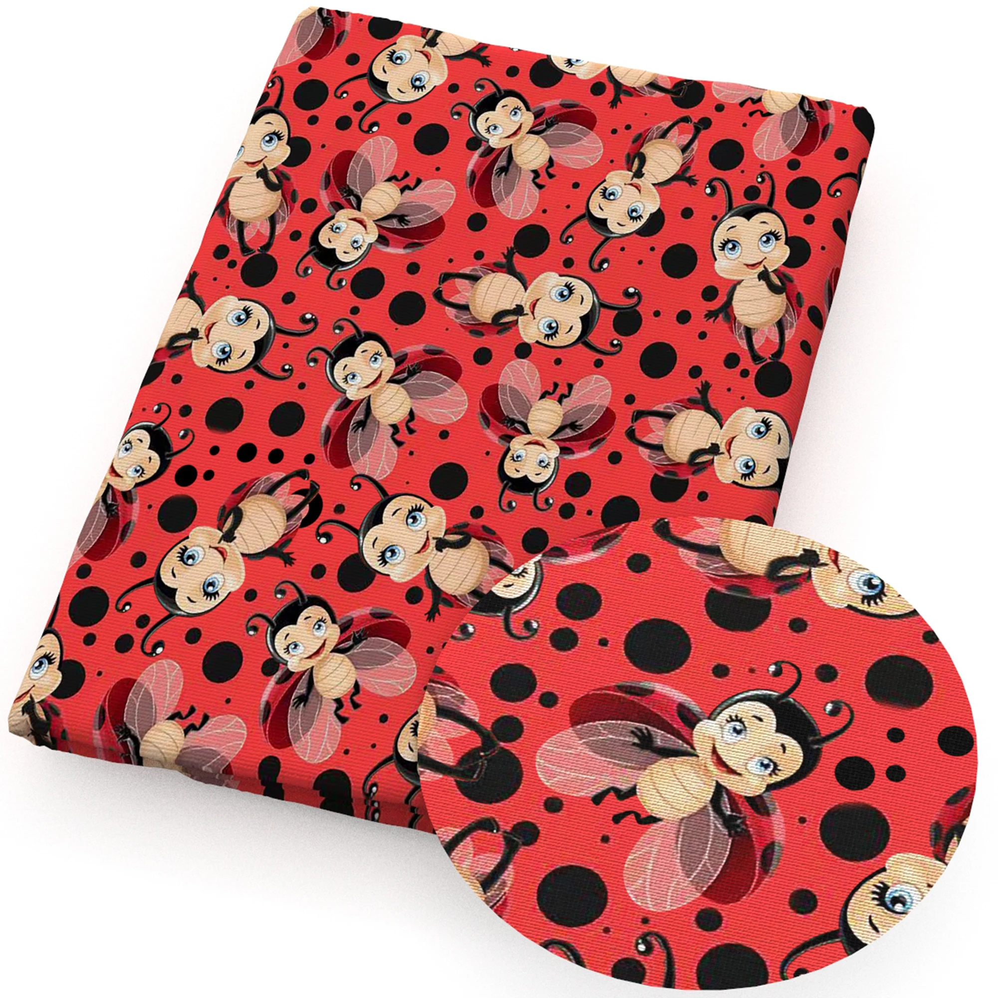 Cartoon Animals Ladybug Printed Polyester Pure Cotton Material By the Meter Patchwork Tissue Sewing Quilting Fabrics Needlework