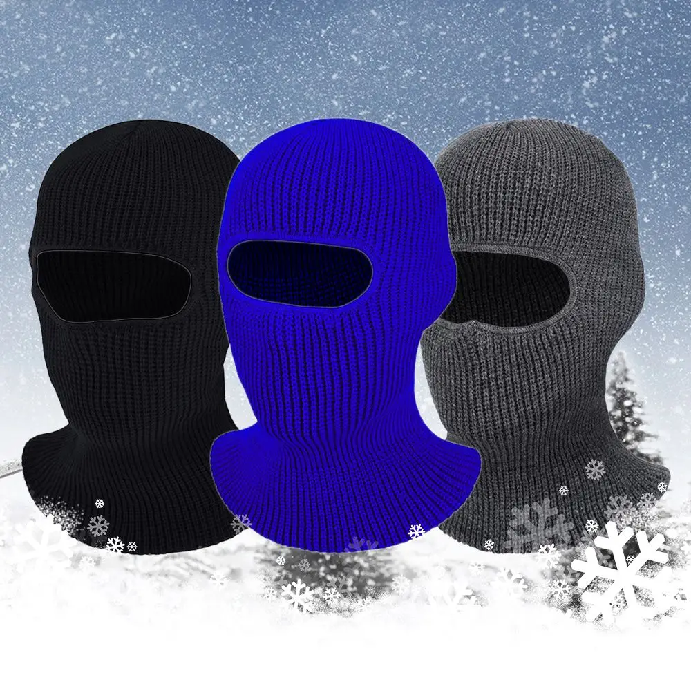 Full Face Cover Outdoor Sport Ski Cycling Hat Single Hole Balaclava Windproof Knit Beanies Men Women Winter Warm Bonnet Caps