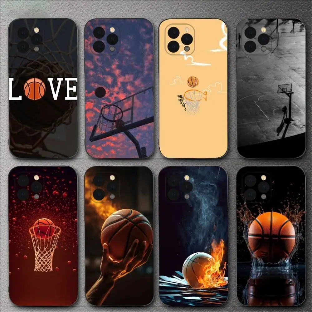 

basketball Phone Case For iPhone 16,15,14,13,12,11,XS,XR,X,8,7,Pro,Max,Plus,mini Silicone Black Cover