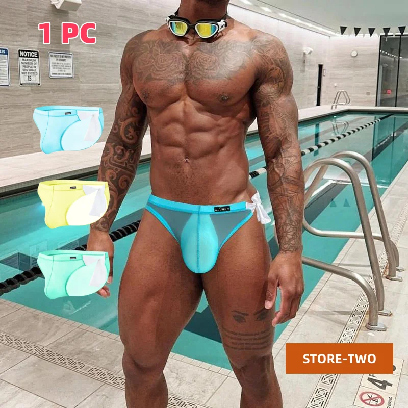 

1 PC Men Strap Underwear Soft Ice Silk Comfortable Briefs Sexy Hollow Panties Quick Dry Low-wasit Breathable Men's Underpants