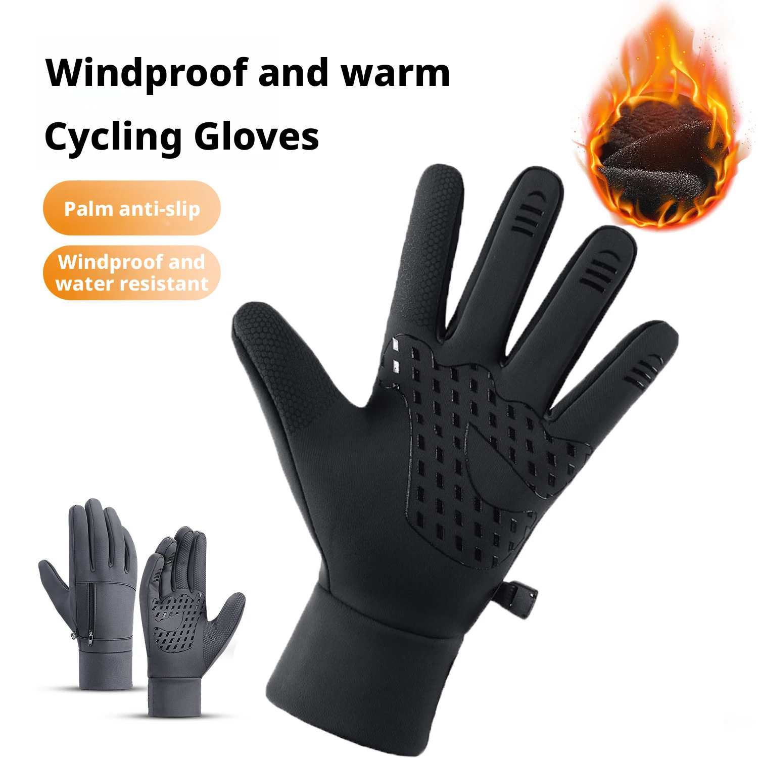 ل ● قفازات صوف شتوية دافئة مرآة مقاومة للماء تعمل باللمس بإصبع كامل لركوب الدراجات النارية والتزلج والجري والرياضات الخارجية #5